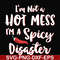 FN000128-I'm not a hot mess I'm a spicy disaster svg, png, dxf, eps file FN000128.jpg