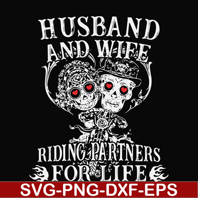 FN000523-Husband and wife riding partners for life svg, png, dxf, eps file FN000523.jpg