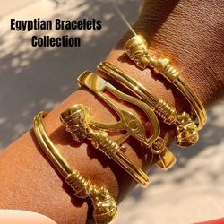 Nefertiti Set Bracelets,Egyptian Queen Bracelet,Ankh Eye of Ra Bracelet, Adjustable Bracelet, Birthday Christmas Gift