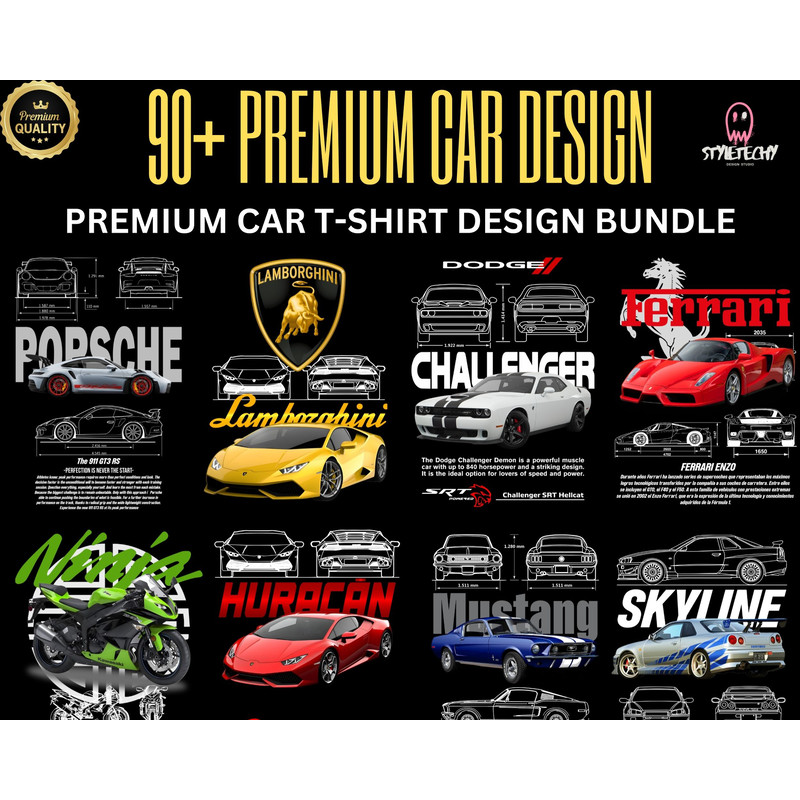 90 Premium Car Tshirt Design Bundle All Are Premium Design Buy Now 0