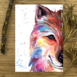 Wolf painting Watercolor animal art 8"x11" home decor animals watercolor animal painting by Anne Gorywine