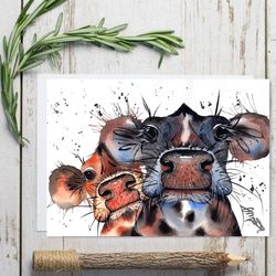 Original watercolor painting watercolor cow drawing home animals art wall decor handmade by Anne Gorywine