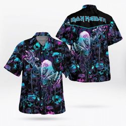 unique iron maiden skull hawaii aloha shirt: stylish apparel for men women & kids