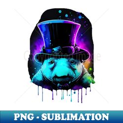 Cute Tardigrade in a Top Hat Disco Drip Art - Retro - Decorative Sublimation PNG File - Bold & Eye-catching