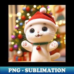 white cat with cristmas - Premium PNG Sublimation File - Enhance Your Apparel with Stunning Detail