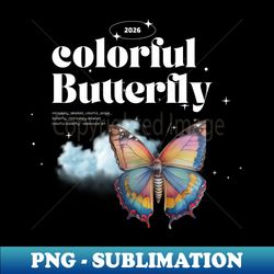 Intricately detailed colorful single butterfly - Aesthetic Sublimation Digital File - Unlock Vibrant Sublimation Designs