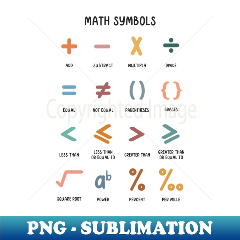 Math Symbols Educational Art in Muted Boho Rainbow Colors fo | Inspire ...