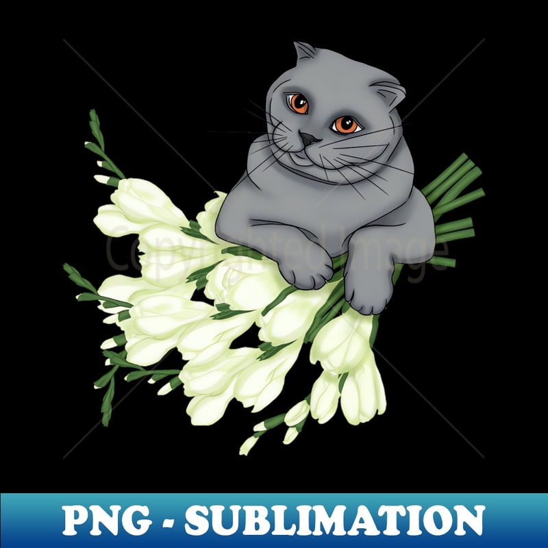 JV-65315_Scottish Fold Cat with a bouquet of freesia 9222.jpg