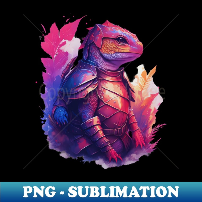 Neon Lizard Knight Fantasy Animal in Shiny Armor - PNG Subli | Inspire ...