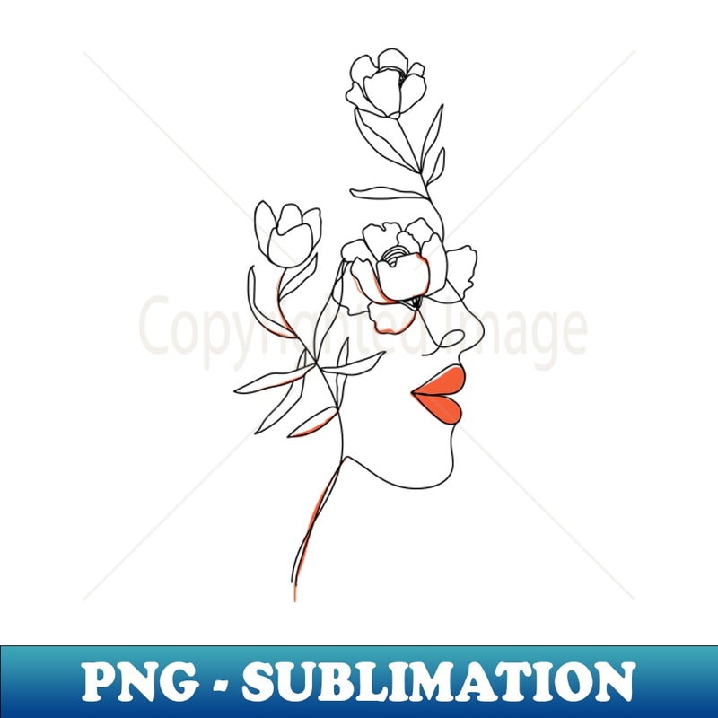 TK-43017_Minimal Woman line art Trendy one line girl face with flower and leaves Female poster 5285.jpg