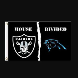 Las Vegas Raiders and Carolina Panthers Divided Flag 3x5ft - Banner Man-Cave Garage