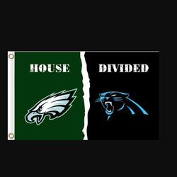 Philadelphia Eagles and Carolina Panthers Divided Flag 3x5ft - Banner Man-Cave Garage