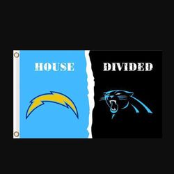 San Diego Chargers and Carolina Panthers Divided Flag 3x5ft - Banner Man-Cave Garage
