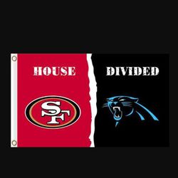 San Francisco 49ers and Carolina Panthers Divided Flag 3x5ft - Banner Man-Cave Garage
