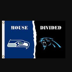 Seattle Seahawks and Carolina Panthers Divided Flag 3x5ft - Banner Man-Cave Garage