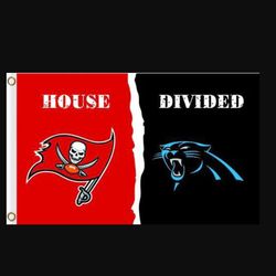 Tampa Bay Buccaneers and Carolina Panthers Divided Flag 3x5ft - Banner Man-Cave Garage