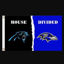 Carolina Panthers and Baltimore Ravens Divided Flag 3x5ft - Banner Man-Cave Garage