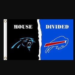 Carolina Panthers and Buffalo Bills Divided Flag 3x5ft - Banner Man-Cave Garage