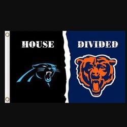 Carolina Panthers and Chicago Bears Divided Flag 3x5ft - Banner Man-Cave Garage