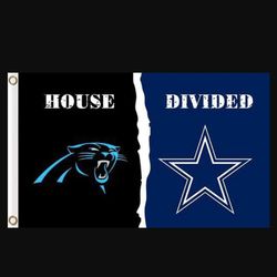 Carolina Panthers and Dallas Cowboys Divided Flag 3x5ft - Banner Man-Cave Garage