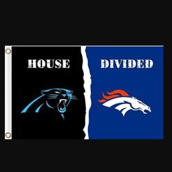 Carolina Panthers and Denver Broncos Divided Flag 3x5ft - Banner Man-Cave Garage