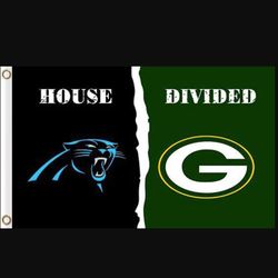 Carolina Panthers and Green Bay Packers Divided Flag 3x5ft - Banner Man-Cave Garage