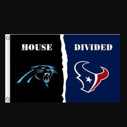 Carolina Panthers and Houston Texans Divided Flag 3x5ft - Banner Man-Cave Garage