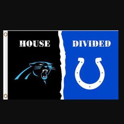 Carolina Panthers and Indianapolis Colts Divided Flag 3x5ft - Banner Man-Cave Garage