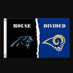 Carolina Panthers and Los Angeles Rams Divided Flag 3x5ft - Banner Man-Cave Garage