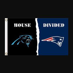 Carolina Panthers and New England Patriots Divided Flag 3x5ft - Banner Man-Cave Garage