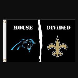 Carolina Panthers and New Orleans Saints Divided Flag 3x5ft - Banner Man-Cave Garage