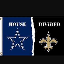 Dallas Cowboys and New Orleans Saints Divided Flag 3x5ft- Banner Man-Cave Garage