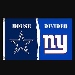 Dallas Cowboys and New York Giants Divided Flag 3x5ft- Banner Man-Cave Garage
