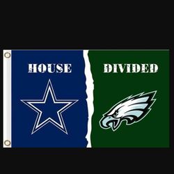 Dallas Cowboys and Philadelphia Eagles Divided Flag 3x5ft- Banner Man-Cave Garage