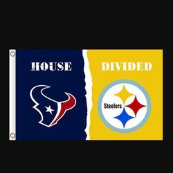 Houston Texans and Pittsburgh Steelers Divided Flag 3x5ft