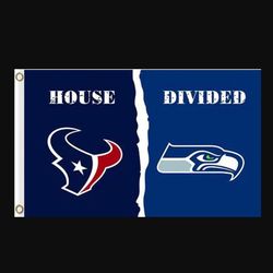 Houston Texans and Seattle Seahawks Divided Flag 3x5ft