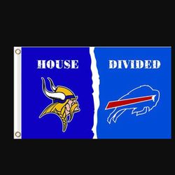 Minnesota Vikings and Buffalo Bills Divided Flag 3x5ft