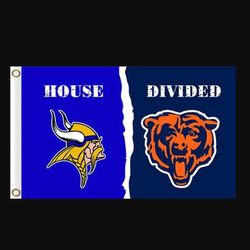 Minnesota Vikings and Chicago Bears Divided Flag 3x5ft Style