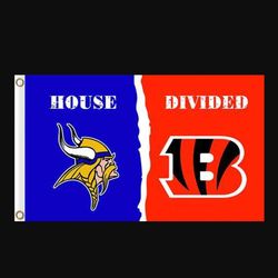 Minnesota Vikings and Cincinnati Bengals Divided Flag 3x5ft