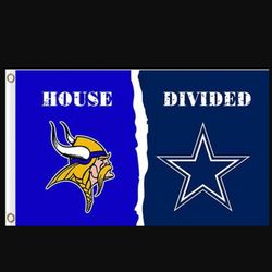 Minnesota Vikings and Dallas Cowboys Divided Flag 3x5ft