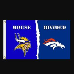 Minnesota Vikings and Denver Broncos Divided Flag 3x5ft