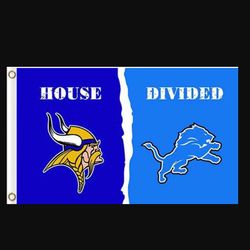 Minnesota Vikings and Detroit Lions Divided Flag 3x5ft