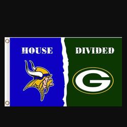 Minnesota Vikings and Green Bay Packers Divided Flag 3x5ft