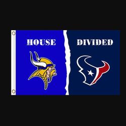 Minnesota Vikings and Houston Texans Divided Flag 3x5ft