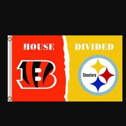 Cincinnati Bengals and Pittsburgh Steelers Divided Flag 3x5ft