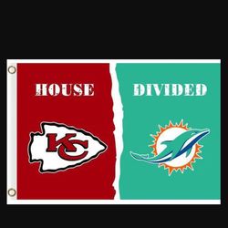 Kansas City Chiefs and Miami Dolphins Divided Flag 3x5ft