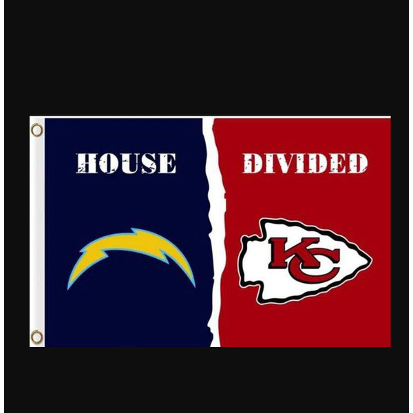 San Diego Chargers and Kansas City Chiefs Divided Flag 3x5ft.png