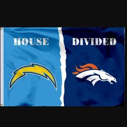 Los Angeles Chargers and Denver Broncos Divided Flag 3x5ft