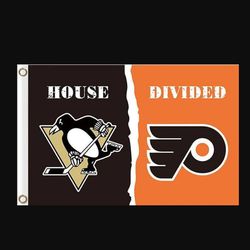 Pittsburgh Penguins and Philadelphia Flyers Divided Flag 3x5ft