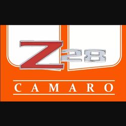 Chevrolet Camaro Z28 3x5 ft Flag Banner Garage Man-Cave Chevy Racing Car Club Orange